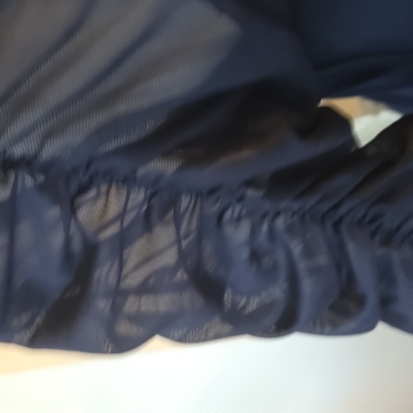 VENUS Navy Long Sleeve Top with Ruched Detailed Sleeves Mock Neck - Picture 4 of 12